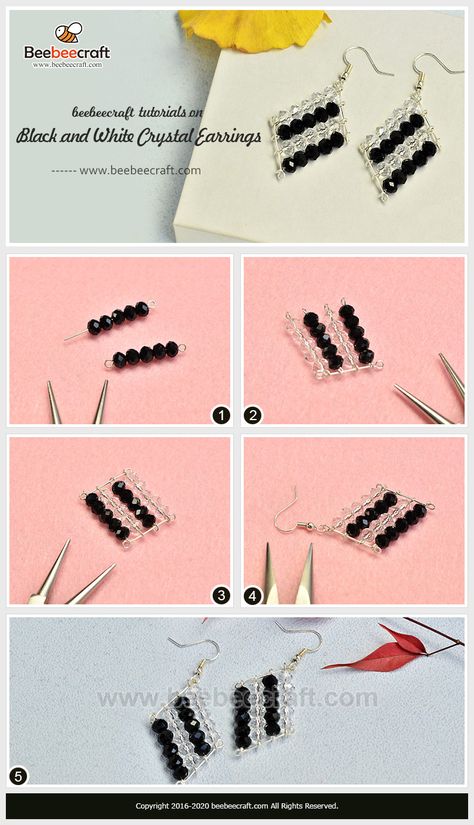 Crystal Earrings Diy, Beaded Diy, Anting Manik, Wire Jewellery, Diy Jewelry Projects, Beaded Earrings Diy, Diy Earring, Wire Jewelry Designs, Beaded Jewelry Tutorials