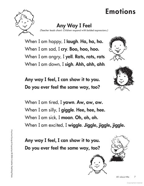 Preschool Songs & Fingerplays, eBook: Building Language Experience Through ... - Carla Hamaguchi - Google Books Feelings Preschool, Emotions Preschool, Circle Time Songs, Classroom Songs, School Songs, Preschool Music, Kids Poems, Finger Plays, Preschool Songs