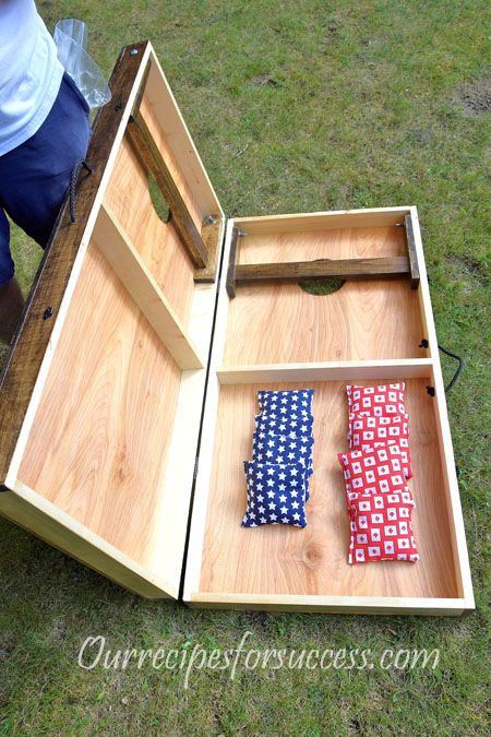 DIY Cornhole Game | Bag Toss Game | Our Recipes For Success Corn Hole Plans, Diy Cornhole Game, Diy Cornhole, Diy Cornhole Boards, Cornhole Boards Designs, Diy Yard Games, Corn Hole Diy, Cornhole Designs, Bag Toss Game