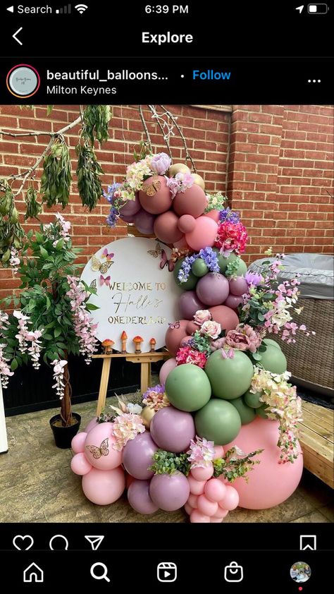 Fairy Balloons Decoration, Garden Balloon Decoration, Outdoor Balloon Decor, Freestanding Balloon Garland, Beautiful Fairy Art, Fairy Balloon Garland, Garden Balloon Garland, Flower Theme Decoration, Garden Balloon Arch