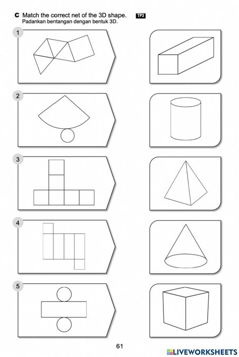 Net Of 3d Shapes, 3d Shapes Nets, Expanded Form Worksheets, 3d Shapes Worksheets, Paper Models House, 3d Forms, Free Printable Birthday Cards, 3d Geometric Shapes, Pattern Worksheet