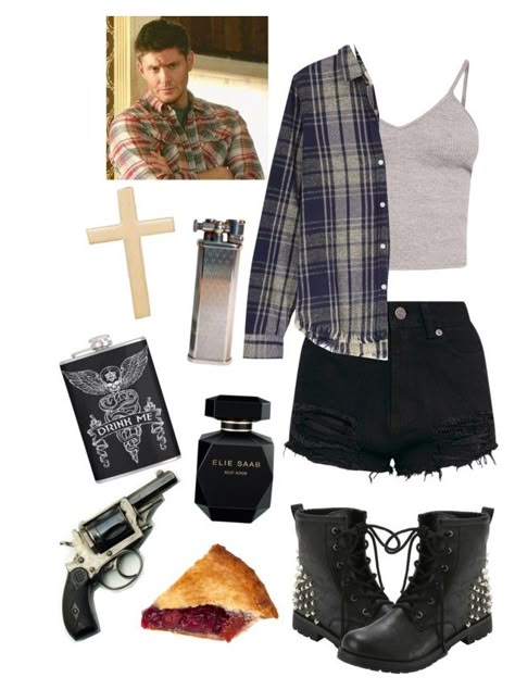 "//dean winchester//" by bleachittome ❤ liked on Polyvore featuring BasicGrey, Current/Elliott, Hot Topic and Elie Saab Dean Winchester Aesthetic Clothes, Dean Winchester Aesthetic Outfit, Dean Winchester Outfit Women, Supernatural Aesthetic Outfit, Winchester Outfit, Hot Topic Outfits, Dean Winchester Outfit, Supernatural Clothes, Supernatural Inspired Outfits