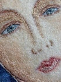 http://queenofcuffs.blogspot.com/2016/09/sea-queen-finally-crowned.html?m=1 Portrait Embroidery, Embroidered Portrait, Textile Art Embroidery, Thread Art, Thread Painting, Creative Embroidery, Hand Embroidery Stitches, Hand Embroidery Patterns, Embroidery Inspiration