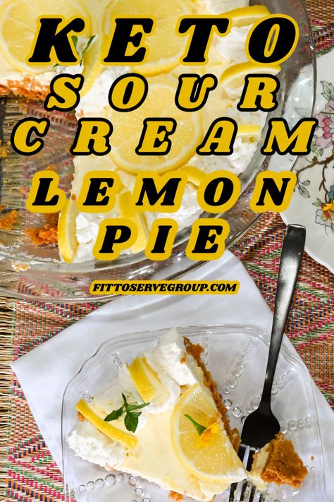 This keto sour cream lemon pie is lemon lovers' dream. The tangy flavor of lemon is balanced beautifully with the addition of sour cream. The pie starts with a buttery, shortbread almond flour crust that is then topped with the low carb sour cream lemon pie filling and then topped with fresh whipped cream for good measure. keto sour cream lemon pie| low carb sour cream pie| gluten-free sour cream pie| sugar-free sour cream lemon pie Sour Cream Lemon Pie Recipe, Sour Cream Lemon Pie, Sour Cream Pie, Lemon Sour Cream Pie, Keri Soup, Sour Cream Desserts, Almond Flour Crust, Lemon Pie Recipe, Citrus Desserts