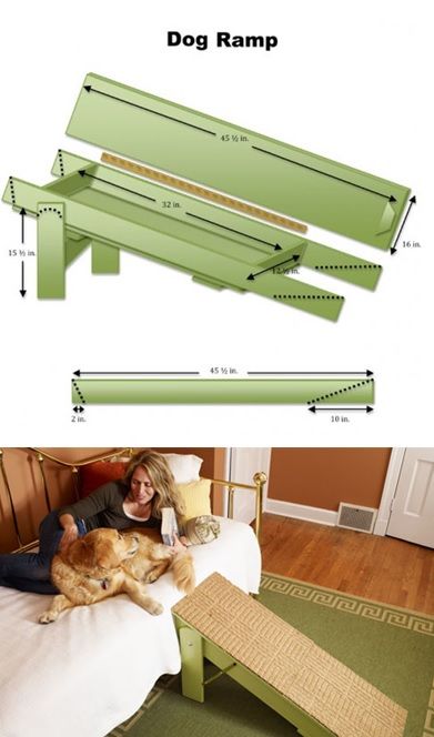 Construct a folding ramp that makes it easier for your dog to hop into bed at night, with the help of TOH’s Mark Powers. Diy Dog Ramp, Dog Ramp Diy, Dog Steps For Bed, Dog Ramp For Bed, Bed With Stairs, Bed At Night, Pet Ramp, Dog Stairs, Pet Stairs