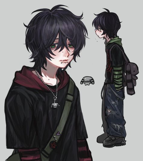 Emo Character Art, Masc Art Reference, Male Couple Drawing, How To Style Emo Hair, Hair Ideas Drawing Boy, Nerd Boy Drawing, Boy Oc Character Design, Emo Oc Drawing, Zombie Character Art