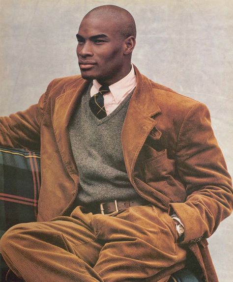 Respect the 90s Office Objects, Motif Soutache, Tyson Beckford, Pietro Boselli, Fashion Models Men, Ivy Style, Ralph Lauren Style, Sharp Dressed Man, Black Man