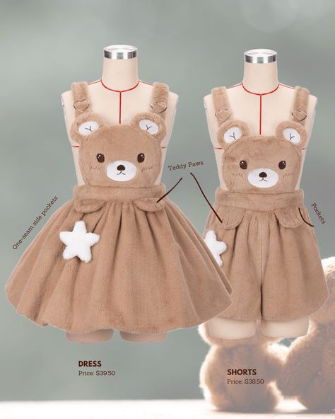 Need to make this except as a cat! Cute Bear Clothes, Cat Clothing Pattern Sewing, Teddy Bear Fashion, Teddy Bear Aesthetic Clothes, Making Teddy Bear Clothes, Baby Clothes Bear Pattern, Mermaid Swimsuit, Pretty Dresses For Kids, Cute Onesies