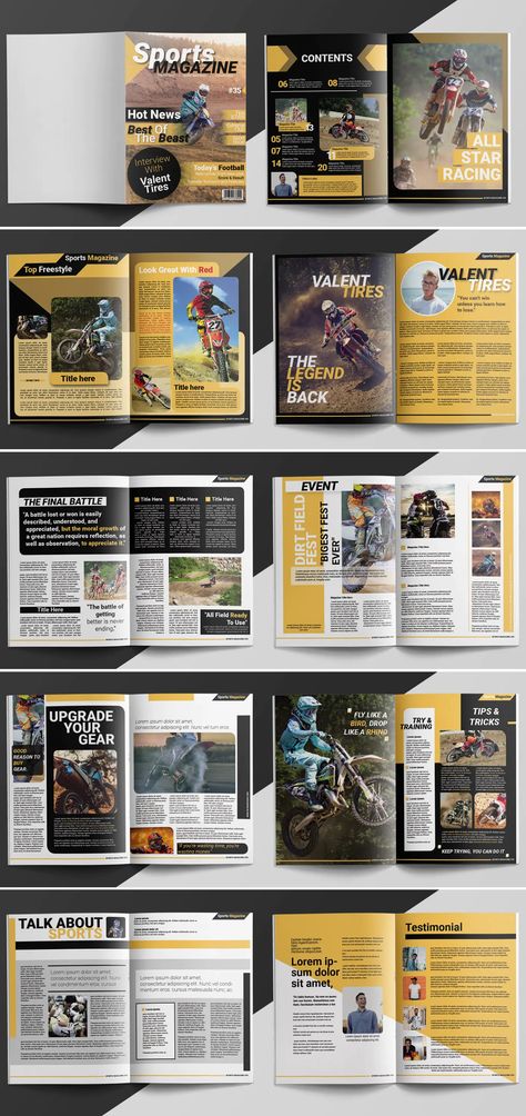 Sport Magazine Template InDesign. 20 Pages Cool Magazine Covers Editorial Design, Sports Page Layout Newspaper, Sport Editorial Design, Sports Program Design, Sport Magazine Layout Design, Sports Editorial Design, Sports Magazine Cover Design, Sports Newspaper Design Layout, Magazine Sport Design