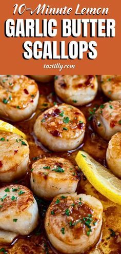 This gourmet-style entree tastes as fancy as it looks. Perfectly seared on the outside while tender-on-the-inside scallops are bated in the most luscious, flavor-packed, zesty lemon butter garlic sauce, it all comes together in just 10 minutes. Serve with toasted crusty bread to sop up all that glorious sauce. Lemon Garlic Scallops, Lemon Butter Garlic Sauce, Garlic Butter Scallops, Butter Garlic Sauce, Butter Scallops, Coleslaw Recipe Easy, Homemade Comfort Food, Seafood Recipe, Scallop Recipes