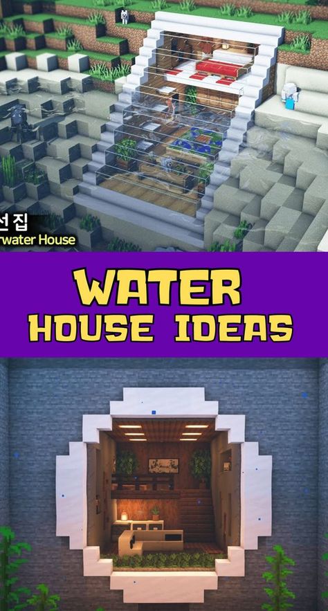 Wonderful Water House Ideas for Minecraft are endless! From elaborate underwater castles to small and cozy waterfront cabins, there's something for everyone. You can create a stunning and unique design with a few simple tools and blocks. With a little bit of creativity and imagination, you can create a truly unique and amazing home in Minecraft! Minecraft Dock House Ideas, Over Water Minecraft House, On Water House Minecraft, Under Water Minecraft House, Underwater Home Minecraft, Water House Minecraft Ideas, Minecraft House On Water Ideas, Minecraft Beach House Easy, Minecraft House Ideas Water