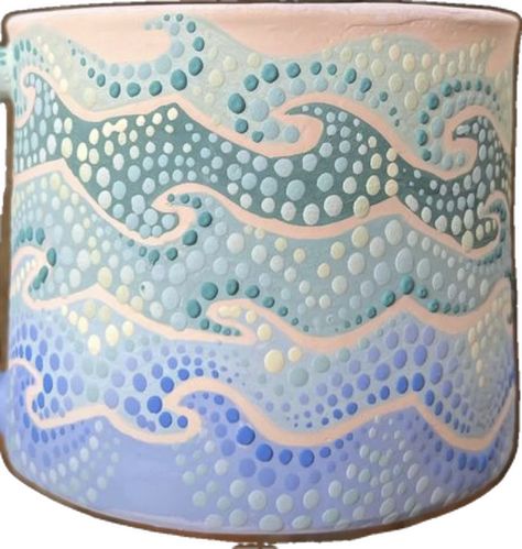 Beach Themed Pottery Painting, Pottery Painting Waves, Beach Pottery Painting, Pottery Painting Beach, Ceramic Bowls Painting Ideas, Painting Pottery Plates, Clay Cafe, Coastal Paint, Pottery Decoration