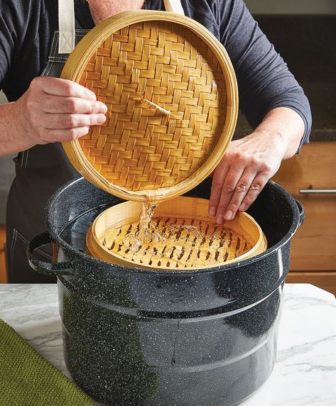 How to Use a Bamboo Steamer How To Use A Bamboo Steamer, Bamboo Steamer How To Use, How To Use A Bamboo Steamer Basket, Bamboo Steamer Recipes Meals, Bamboo Steamer Basket Recipes, Steamer Basket Recipes, Bamboo Steamer Recipes, Steamed Recipes, How To Cook Dumplings