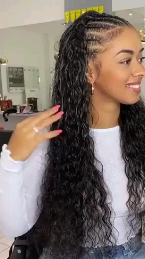 Cornrow Half Head, Front Braiding Hairstyles, Natural Curly Hair Braid Styles Half Up, Braids Top Of Head Half Up, Half Head Braided Hairstyles, Half Braided Curly Hairstyles, Hispanic Hairstyles Braids, Braids For Latinas Natural Hair, Front Half Braided Hairstyles