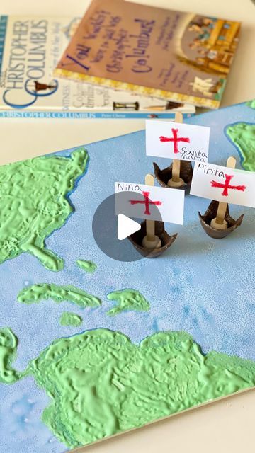 Lindsay Smith on Instagram: "TUTORIAL ⬇️ Puffy Paint World Map ✨

Creating a world map seems very daunting! This is a fun step-by-step process that will help in creating a realistic world map for your history and geography studies with rice and puffy paint 😊 

You can use any size poster board, however big you want to make your map. 

Step 1: Rice
-Take some dried rice and pour it on your poster board. Move the rice around to create your continents and islands. Using rice helps you move things around lots of different ways and figure out the scale without having to draw and erase lots of pencil marks. 
-When done, trace around the edges of the rice. Going around all the small grooves of the rice makes the edges of your continents more life like. 
-Brush all the rice off. 

Step 2: Blue Wa Map Projections Geography, Map Crafts For Kids, Lindsay Smith, Dried Rice, Diy Map, Creating A World, Map Crafts, Homeschool Projects, Map Projects