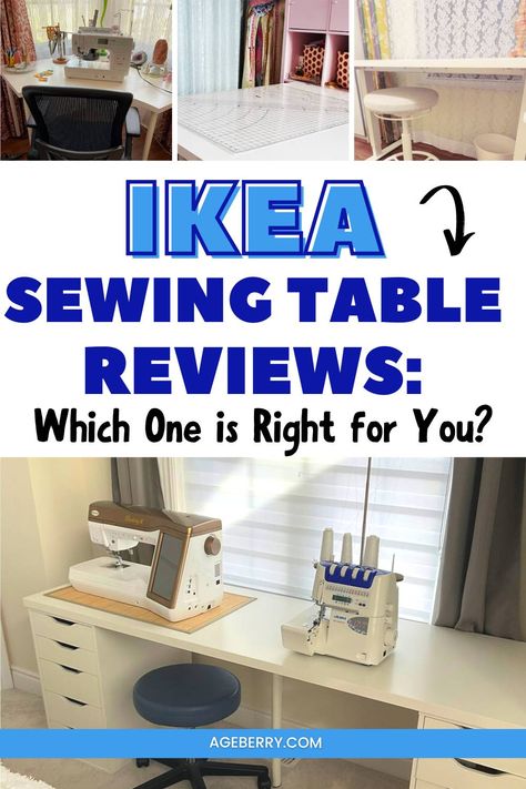 Ikea Sewing Table, Craft Table Ikea, Ikea Sewing Rooms, Sewing Craft Table, Sewing Tables, Craft Room Tables, Diy Sewing Table, Sewing Desk, Sewing Station