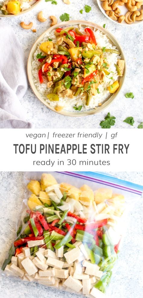 Freezer Stockpile, Tofu Pineapple, Pineapple Stir Fry, Vegan Freezer Meals, Recipe Tofu, Vegetarian Freezer Meals, Healthy Nutrition Plan, Quick Vegan Meals, Tofu Stir Fry