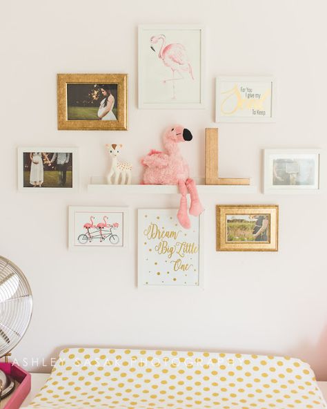 BABY GIRL FLAMINGO NURSERY BABY KAUFMAN ADVENTURES Flamingo Nursery, Girl Nursery Themes, Nursery Pictures, Girl Nursery Wall, Baby Bedroom, Nursery Inspiration, Nursery Design