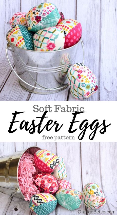 Soft Fabric Easter Egg - Free Sewing Pattern - Orange Bettie Fabric Easter Eggs, Spring Sewing, Easter Egg Pattern, Easter Fabric, Front Porch Christmas Decor Ideas, Easter Toys, Porch Christmas Decor Ideas, Porch Christmas Decor, Front Porch Christmas