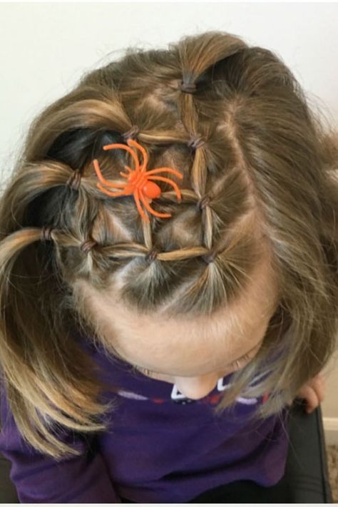 Spider Web Web Hairstyle, Halloween Hairstyles For Short Hair, Halloween Hairstyles, Girl Hair Dos, Short Shag Hairstyles, Wacky Hair Days, Short Hairdos, Wacky Hair, Crazy Hair Days