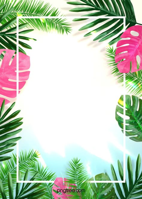 Plant Border, Palm Tree Background, Border Background, Framed Plants, Flamingo Theme, Tropical Background, Pink Watercolor Flower, Sunset Background, Floral Border Design