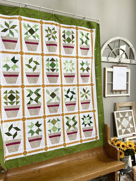 Plant Life Quilt Pattern Plant Quilt Pattern, Garden Themed Quilts, Plant Quilt Block, Succulent Quilt Pattern, Botanical Quilt, Succulent Quilt, Plant Quilt, Hanging Garden Quilt Pattern, Printed Paper Pattern