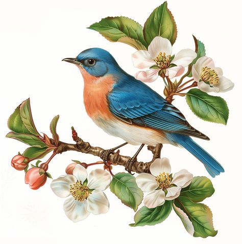 Spring Birds, Graphics Fairy, Wonderful Flowers, Vintage Bird, China Painting, Bird Pictures, Pretty Birds, Animal Clipart, Vintage Birds