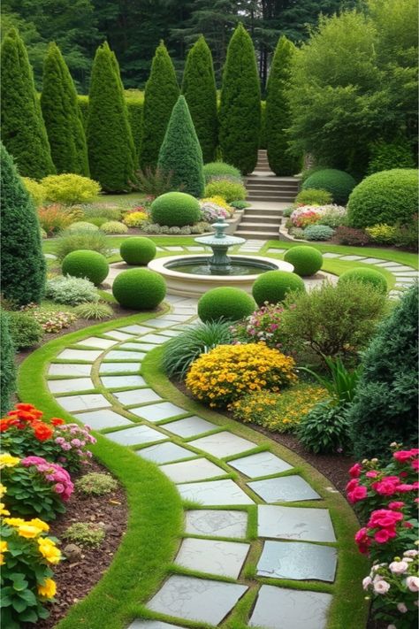 landscape decor ideas Exterior Landscaping Ideas, Exterior Landscaping, Front Yards Curb Appeal, Raised Flower Beds, Dream Landscape, Paradise Garden, Small Fountains, Easy Landscaping, Landscape Elements