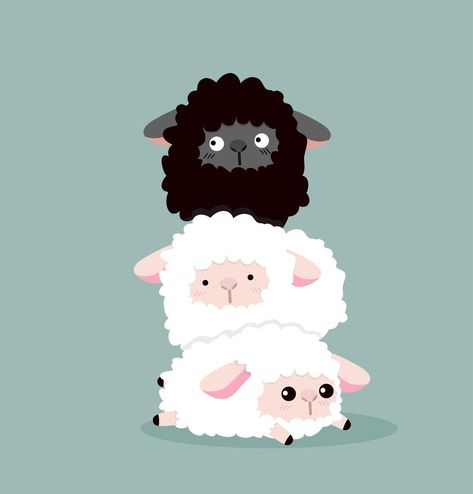 Sheep Vector, Sheep Cartoon, The Black Sheep, Black Sheep, White Top, The Black, Vector Art, Sheep, Vector Free