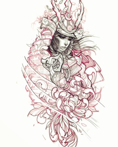 Samurai #chronicink #asianink #tattoo#irezumi #asiantattoo #sketch #drawing #illustration #asianart #samurai Geisha Tattoos, Samurai Drawing, Geisha Tattoo Design, Catrina Tattoo, Tattoos Infinity, Samurai Tattoo Design, Geisha Tattoo, Japan Tattoo Design, Inspiration Tattoo