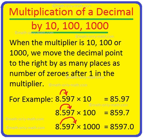 Multiplying And Dividing By 10 100 1000, Multiplication Decimals, Multiplication With Decimals, Multiplying Decimals By 10 100 1000, Multiplication Of Decimals, Maths Primary School, Decimal Multiplication, 10th Grade Math, Multiplying Decimals