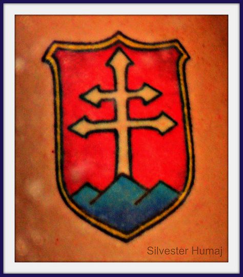 Slovak crest tattoo, want Crest Tattoo, Cross Tattoo, Slovakia, Tattoo Images, Chevrolet Logo, I Tattoo, Vehicle Logos, For Free, History