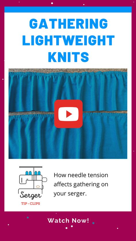 Gathering Lightweight Knits on your Serger Video Serger Tension Cheat Sheet, Serger Tension, Serger Projects, Serger Tips, Knit Fabrics, Secret Ingredient, Cheat Sheet, Knitted Fabric, The Secret