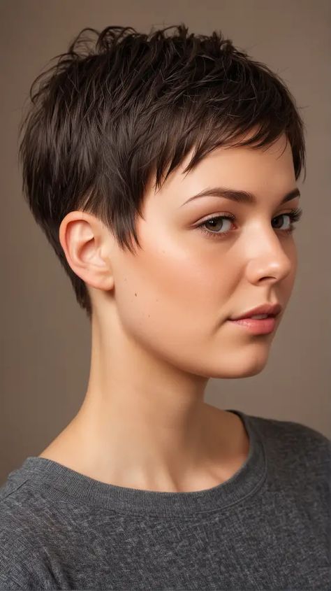 Rounded Pixie Haircut, Pixie Haircut For Asian Women, Pixie Hairstyles Very Short, Zoe Kravitz Hair Pixie, Very Short Hair For Round Face, Very Short Haircut Women, Short Hairstyle Asian Women Round Faces, Ash Pixie Haircut, Very Very Short Hair