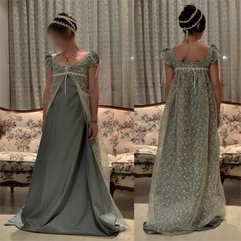 1810s Dress, 1800s Dresses, Victorian Era Dresses, Regency Gown, Regency Era Fashion, Period Dress, Regency Dress, Regency Fashion, Old Fashion Dresses