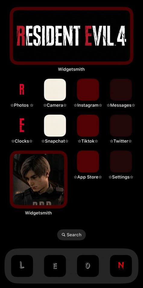 Resident Evil 4 Widget, Resident Evil Ios Layout, Resident Evil Homescreen, Resident Evil Phone Theme, Themed Home Screen, Evil Background, Iphone Inspiration, My Life Is Boring, Beyond Good And Evil