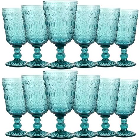 PRICES MAY VARY. What You Will Get: you will receive 12 pack glass wine goblets, each one is individually packaged; Vintage goblets are designed in classic blue color, sufficient quantity and beautiful colors are enough for your daily use and replacement Vintage Look: the vintage wine glasses drinking are designed with classic vintage colors, embossed patterns, adding elegance and vintage, romantic vibes to any special occasion; They will also be nice supplies for parties, weddings, anniversarie Goblet Wine Glasses, Vintage Goblets, Vintage Wine Glasses, Glasses Drinking, Retro Theme, Glass Cups, Wine Goblets, Vintage Wine, Valentines Day Weddings