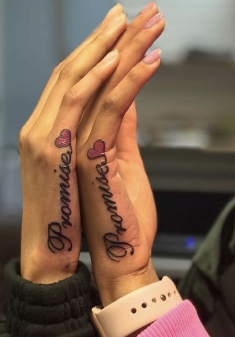 Promise Tattoo, Matching Best Friend Tattoos, Cute Couple Tattoos, Cute Hand Tattoos, Inspiration Tattoos, Bff Tattoos, Pretty Tattoos For Women, Dope Tattoos For Women, Stylist Tattoos