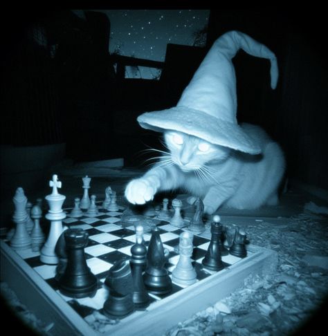 Cat Playing Chess, Wizard Pictures, Wizard Pfp, Pfp Vintage, Wizard Core, Wizard Aesthetic, Shadow Wizard, Cat Wizard, Hard Images