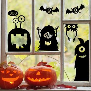 Halloween Window Silhouettes, Halloween Window Clings, Halloween Window Decorations, Casa Halloween, Halloween Supplies, Halloween Window, Window Cling, Black Stickers, Halloween Monster