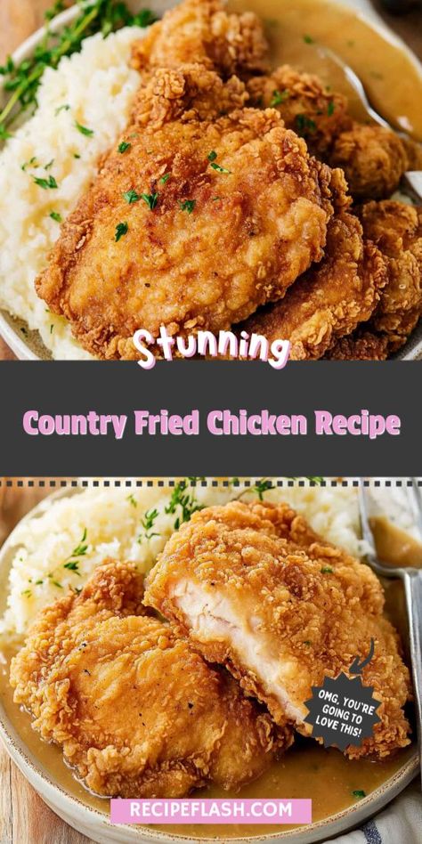 Craving the ultimate comfort food? This Country Fried Chicken Recipe transforms chicken breast into a crispy, golden delight that your family will love! Savor the juicy tenderness and irresistible flavors. Don’t forget to save this recipe for your next family dinner inspiration! Country Fried Chicken Recipe, Fried Chicken Marinade, Buttermilk Fried Chicken Breast, Crispy Fried Chicken Breast, Buttermilk Marinade, Fried Chicken Breast Recipe, Country Fried Chicken, Crispy Chicken Breast, Easy Fried Chicken