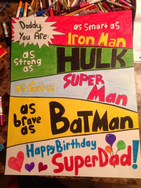 A creative poster for Father's Day or dad's birthday!😊 Dad Birthday Craft, Happy Birthday Dad Cards, Birthday Poster Ideas, Diy Birthday Gifts For Dad, Homemade Gifts For Dad, Diy Father's Day Cards, Father Birthday Cards, Birthday Presents For Dad, Happy Birthday Cards Diy