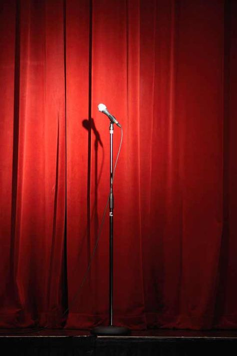 yes Microphone On Stage, Content Moodboard, Jazz Night, Stage Curtains, Video Project, Stage Set Design, Theatre Stage, Comedy Club, Jazz Club