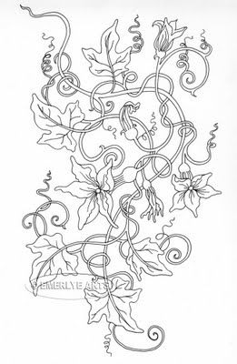 Ivy Tattoo Design, Ivy Tattoo, Vine Drawing, Nouveau Tattoo, Pumpkin Vine, Witch Tattoo, Vine Tattoos, Chest Piece Tattoos, Floral Drawing