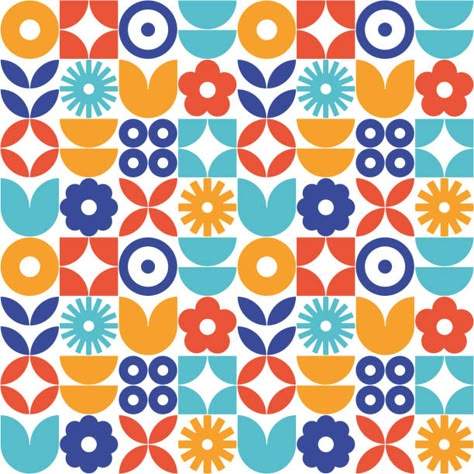 Motif géométrique moderne de fleur. Style rétro scandinave. Fruit Wallpaper Pattern, Motif Retro, Geometric Flower Pattern, Floral Design Illustration, Retro Scandinavian, Geometric Flowers, Flower Geometric, Graphic Motif, African Pattern Design