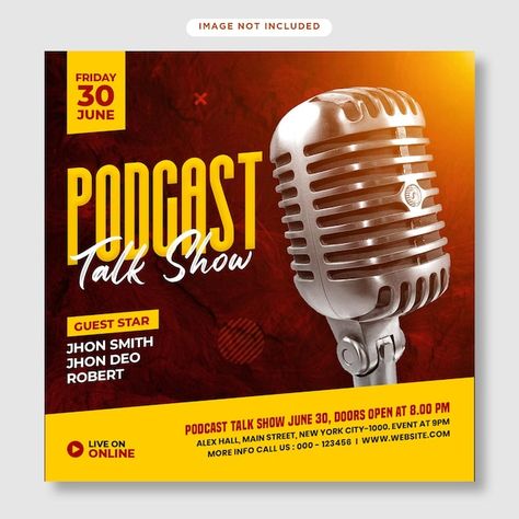 Podcast talk show flyer and instagram po... | Premium Psd #Freepik #psd #flyer #template #office #home Radio Show Flyer, Live Show Poster, Talk Show Flyer Design, Podcast Flyer Design, Podcast Design Graphics, Podcast Graphic Design, Show Flyer Design, Podcast Poster, Pubmats Ideas