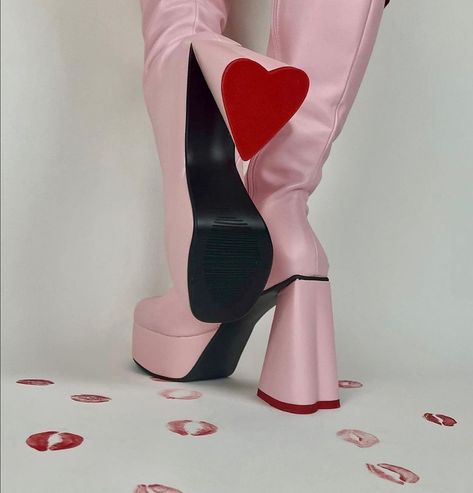 Barbie Wallpaper, Platform Knee High Boots, Sweet Talker, Valentines Collection, Heels Aesthetic, Red Platform, Baby Fashionista, Gogo Boots, Platform Heels Chunky