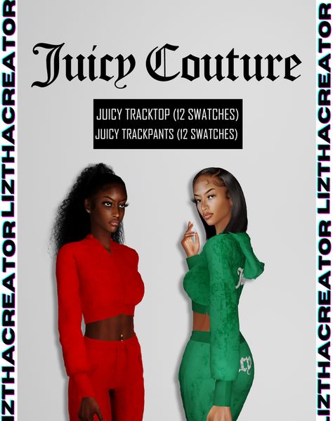 [LIZTHACREATOR] JUICY COUTURE COLLECTION | [LIZTHACREATOR] on Patreon Sims4 Juicy Couture, Ts4 Juicy Couture, Juicy Couture Track Suit Sims 4 Cc, Ts4 Cc Juicy Couture, Sims 4 Cc Juicy Couture Tracksuit, Sims 4 Cc Clothes Juicy Couture, Juicy Couture Sims 4 Cc, Sims 4 Two Piece Set, Sims 4 Cc Juicy Couture