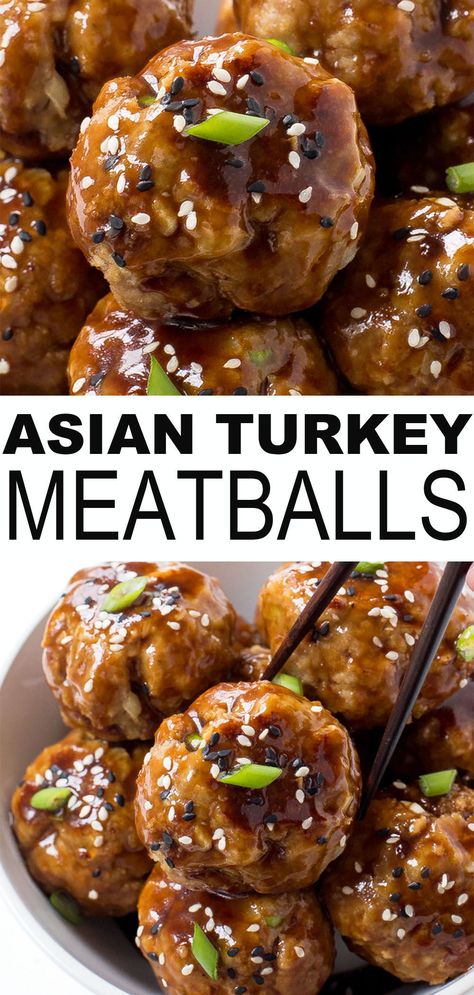 Meals Asian, Meatballs Turkey, Asian Turkey Meatballs, Meatballs Baked, Asian Turkey, Asian Meatballs, Chef Savvy, Turkey Meatballs Baked, Turkey Meatball Recipe