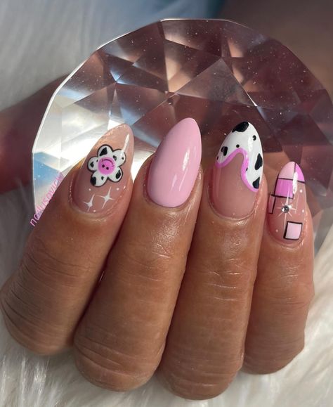 The occasional pink cow print nails🩷🐮 . . . #nails #nailusa #nailart #naildesign #nailsofInstagram #naildesigns #nailsoftheday #naildesignsideas #acrylic #acrylicnails #raleigh #durham #raleighnails #trend #trendynails #springnails #summernails #funnails #colorfulnails Pink Cowgirl Nails, Cow Pattern Nails, Pink Cow Nails, Pink Cow Print Nails, Cow Print Nails, Pink Cow Print, Cow Nails, Print Nails, Pink Cowgirl